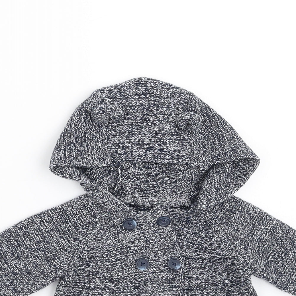 Primark Baby Blue  Knit Cardigan Jumper Size 0-3 Months  - Ears on hood