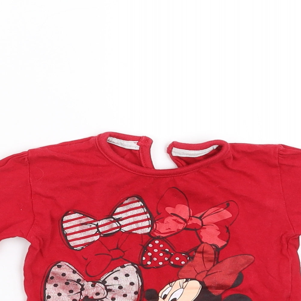 Earlydays Girls Red   Basic T-Shirt Size 6-9 Months  - Minnie mouse