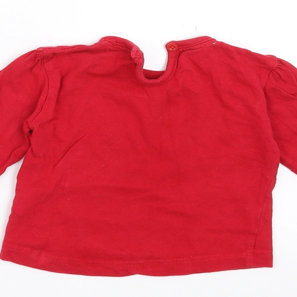 Earlydays Girls Red   Basic T-Shirt Size 6-9 Months  - Minnie mouse