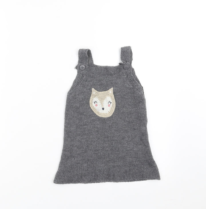 Nutmeg Girls Grey  Knit A-Line  Size 9-12 Months  - animal face