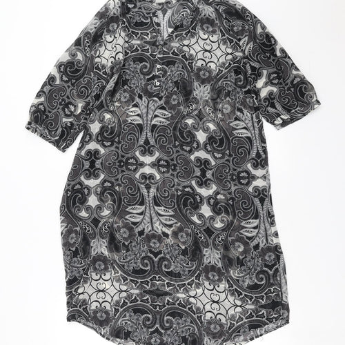 NEXT Womens Beige Floral  Tunic Blouse Size 12  - sheer