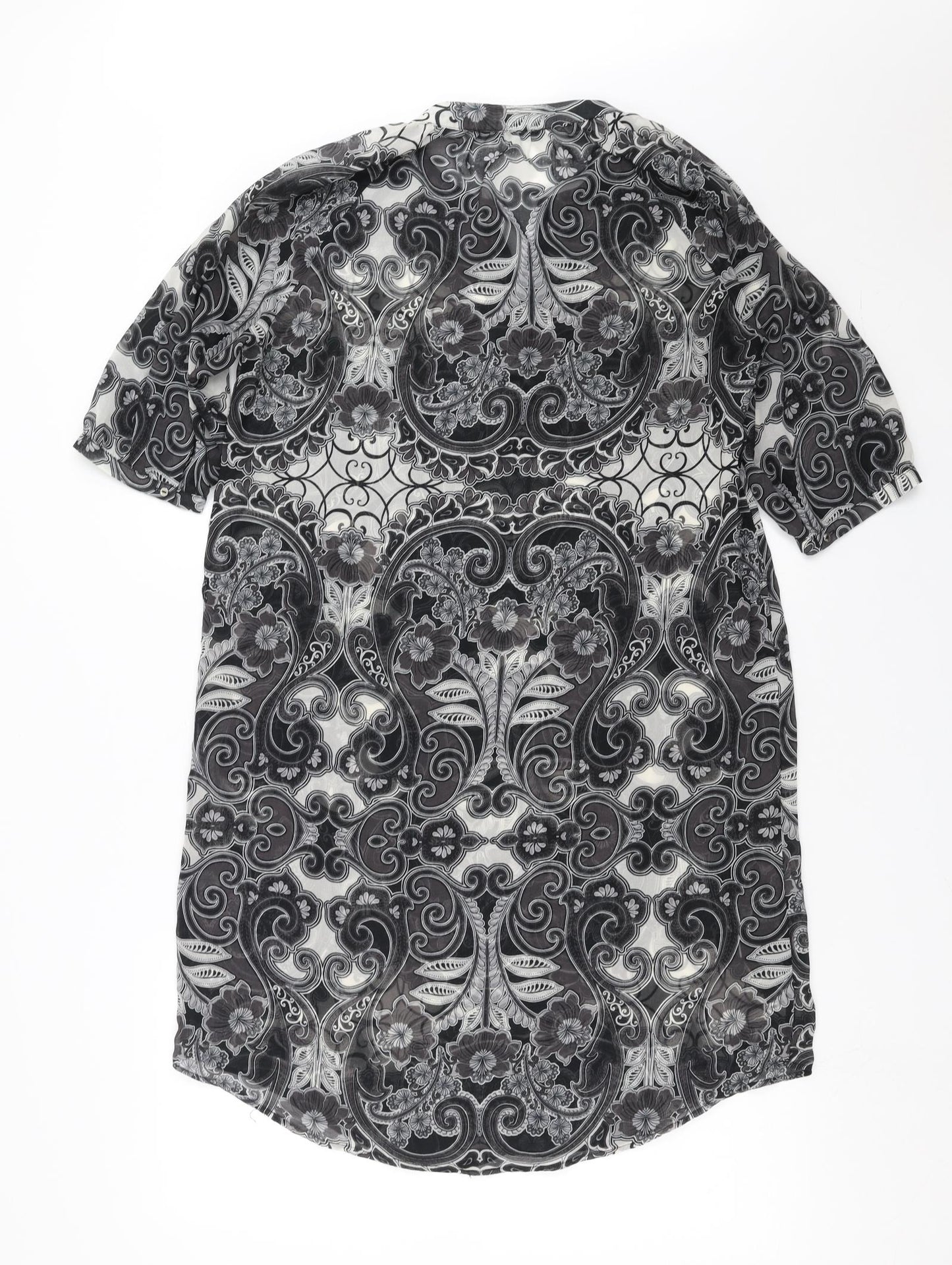 NEXT Womens Beige Floral  Tunic Blouse Size 12  - sheer