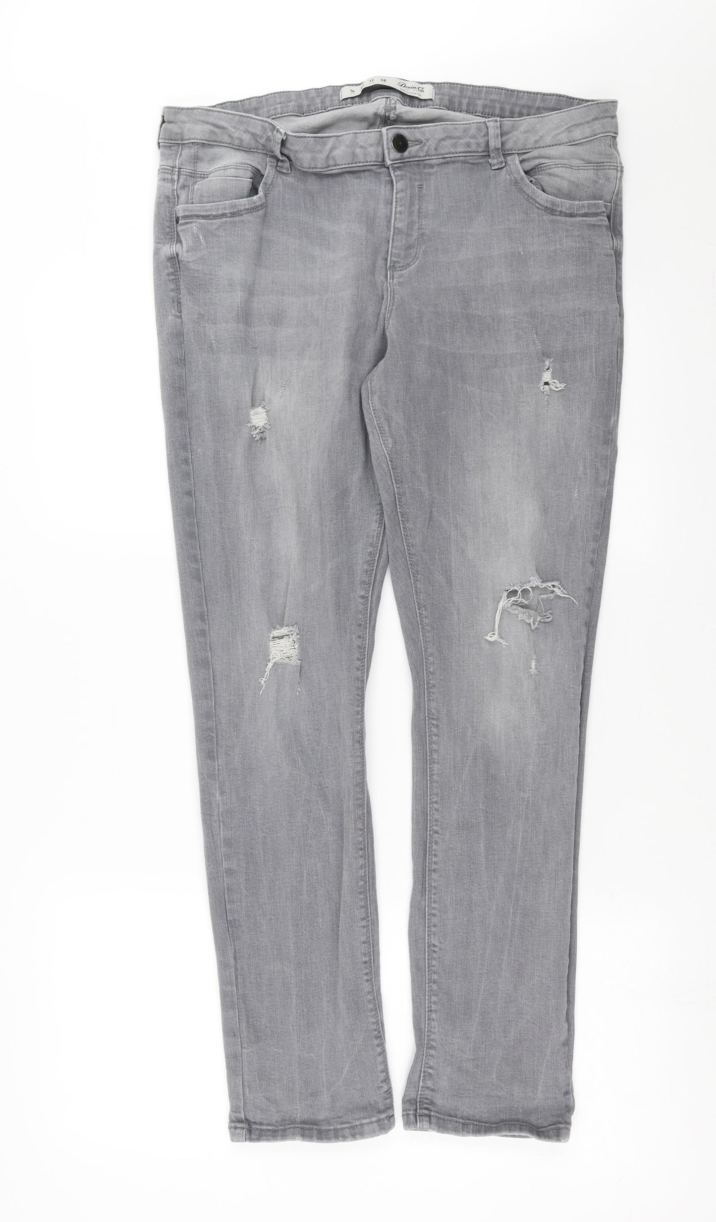 Primark Womens Grey  Denim Skinny Jeans Size 16 L30 in
