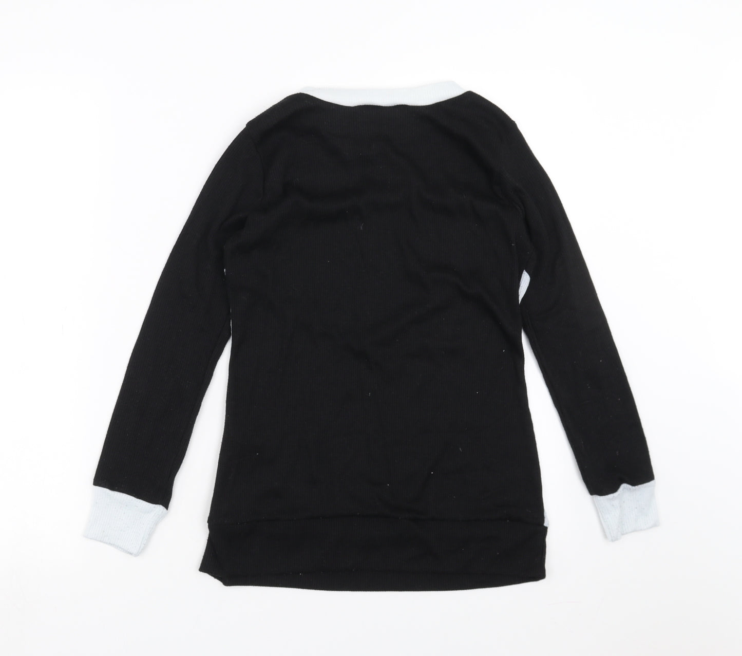 Boohoo Womens Black Geometric  Basic T-Shirt Size 8