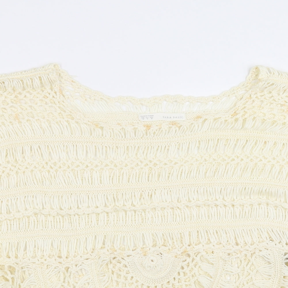 Zara Womens Yellow Geometric  Pullover Jumper Size M