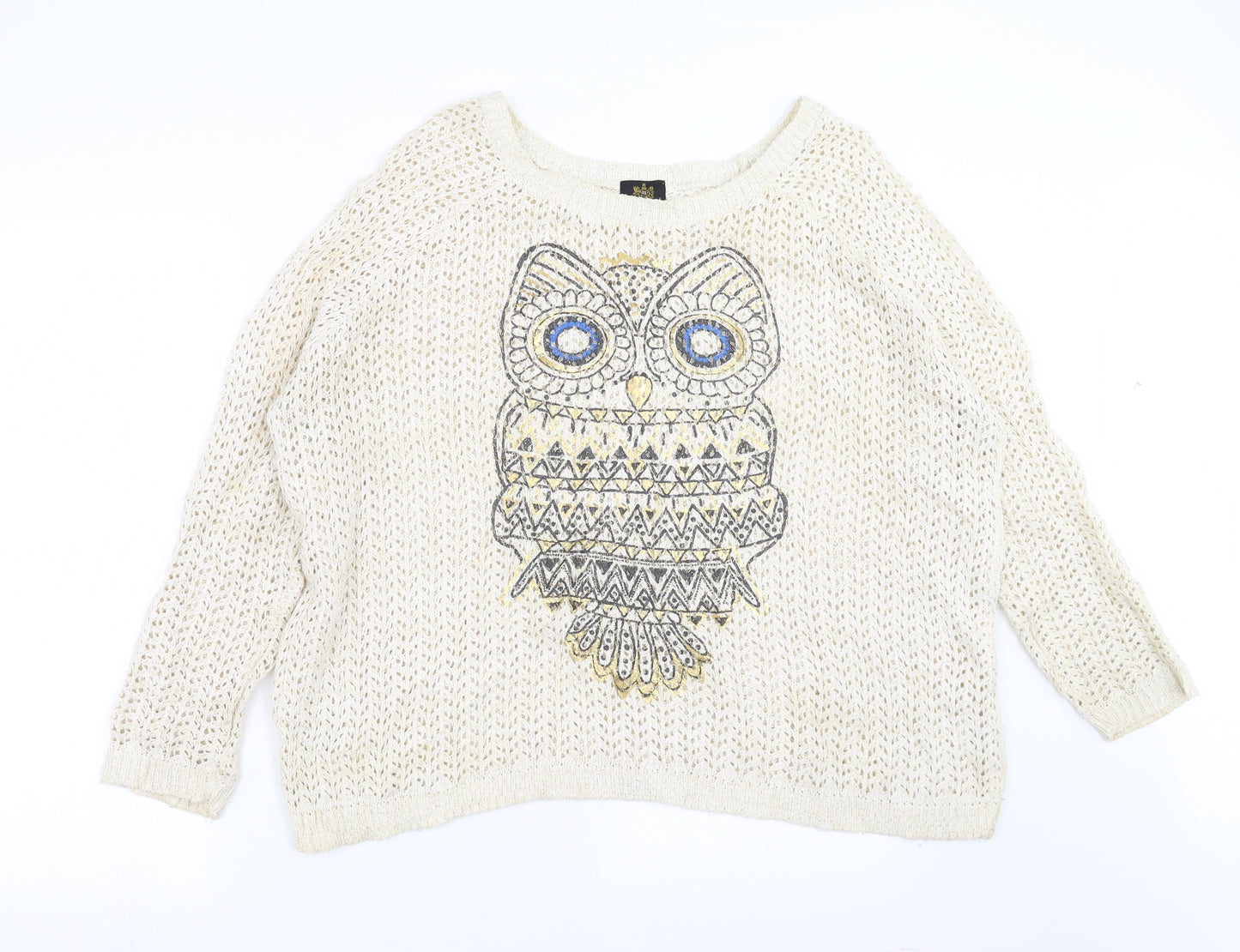 River Island Womens Beige   Pullover Jumper Size 14  - owl