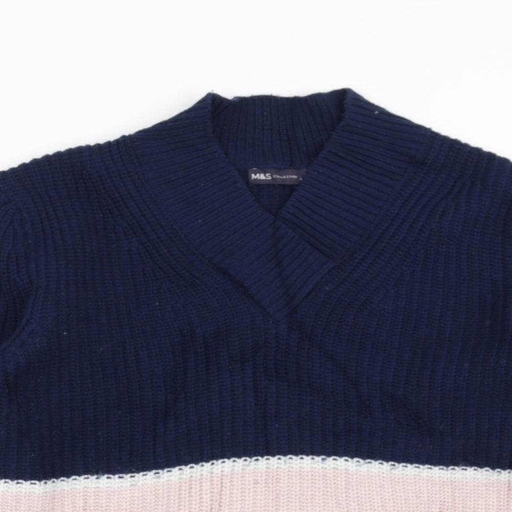 Marks and Spencer Womens Blue Striped Knit Pullover Jumper Size XS