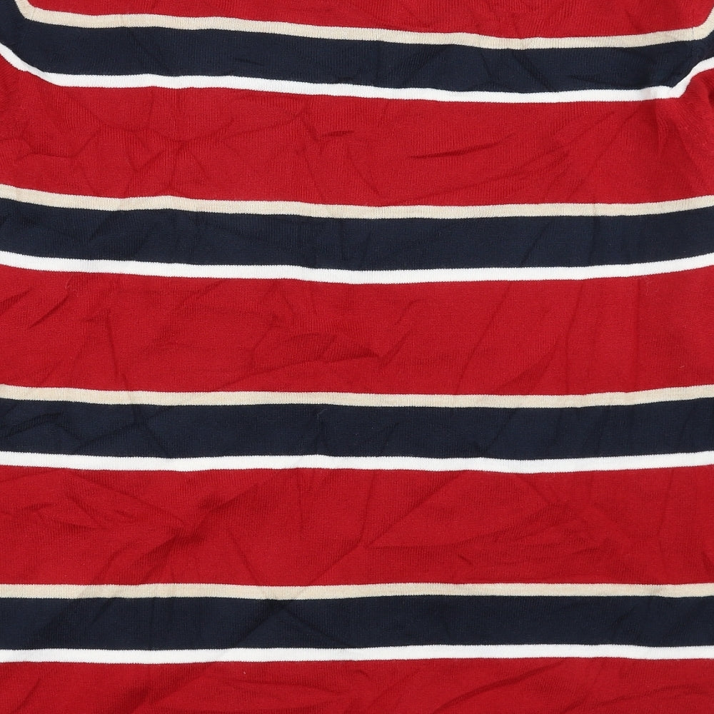 Primark Mens Red Striped Knit Pullover Jumper Size L