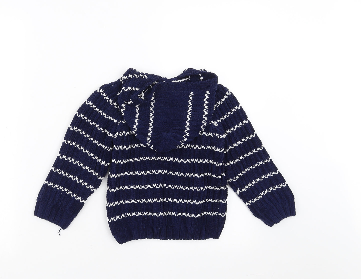 M&Co Boys Blue Striped  Pullover Hoodie Size 2-3 Years