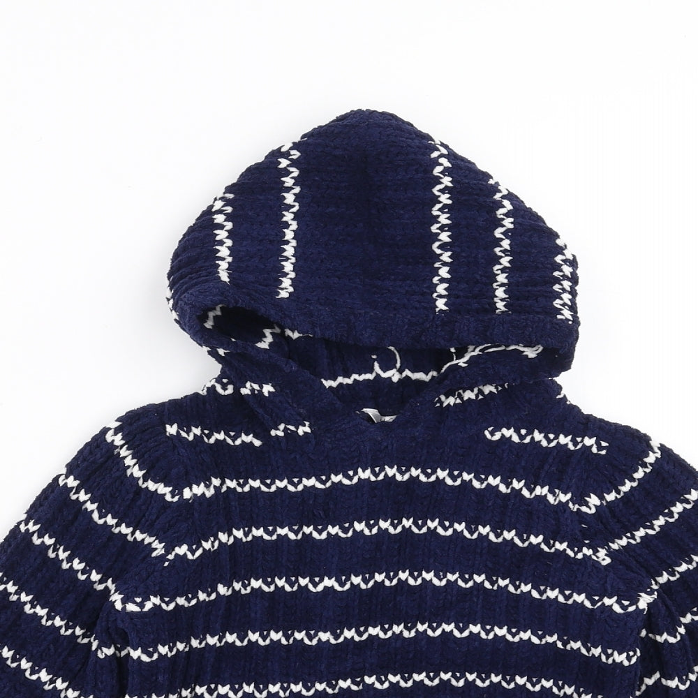 M&Co Boys Blue Striped  Pullover Hoodie Size 2-3 Years