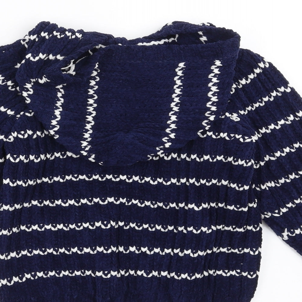 M&Co Boys Blue Striped  Pullover Hoodie Size 2-3 Years