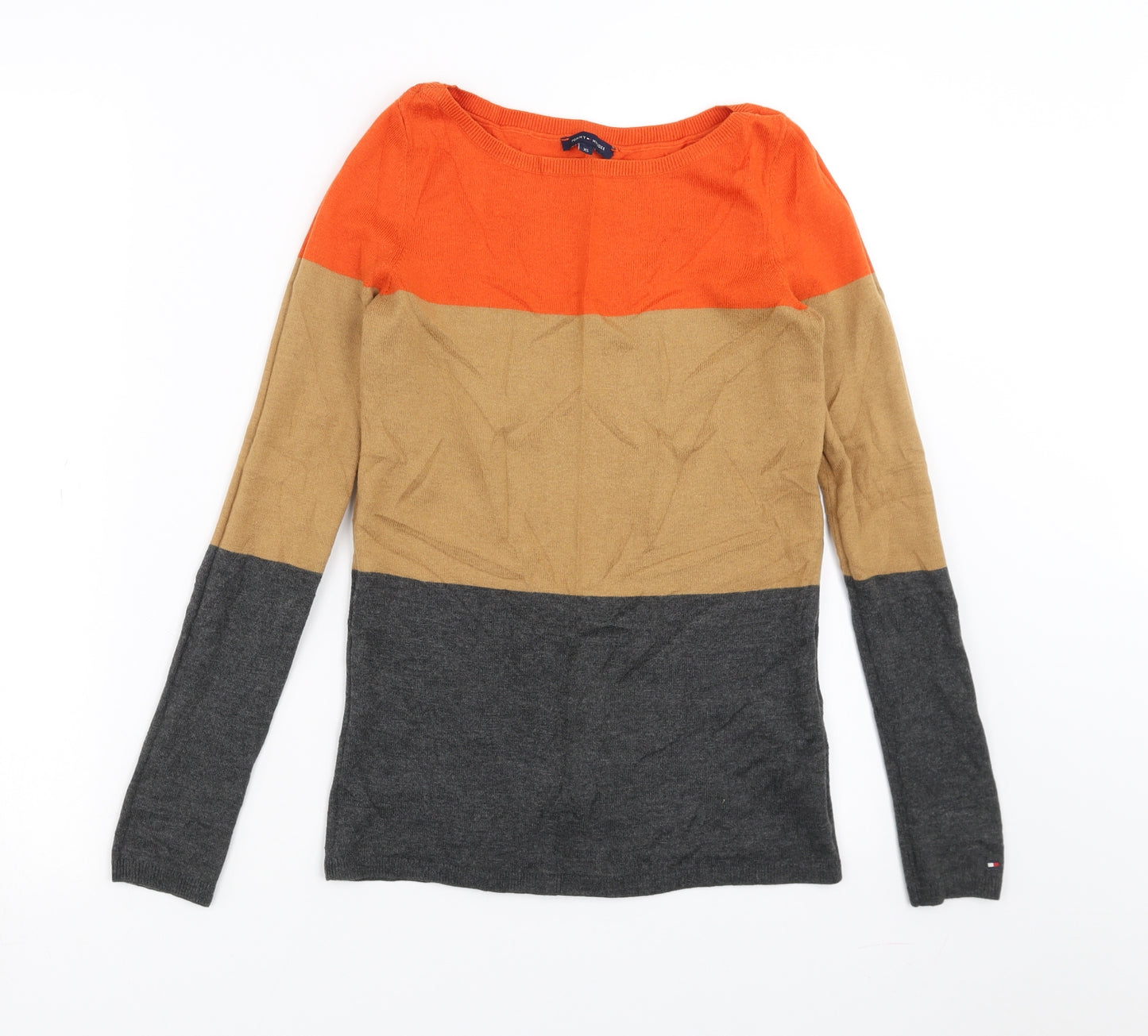 Tommy Hilfiger Womens Beige  Knit Pullover Jumper Size XS  - Colour Block