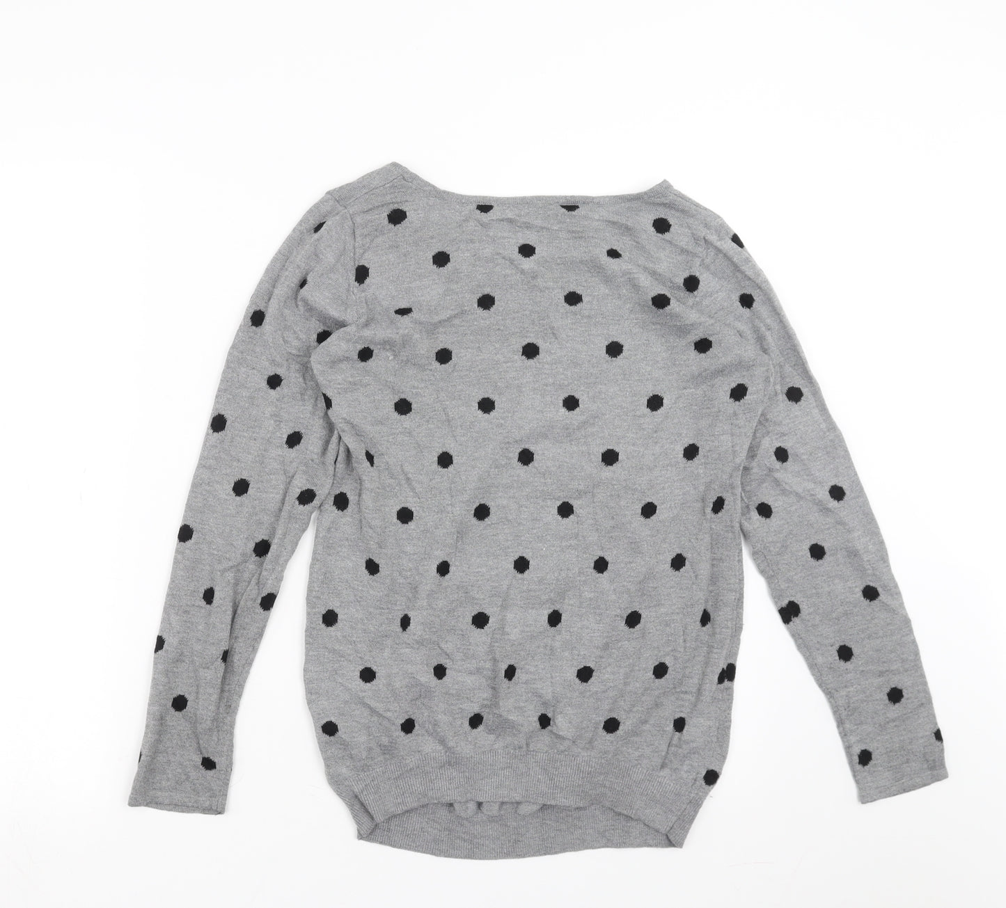 H&M Womens Grey Polka Dot Knit Pullover Jumper Size M