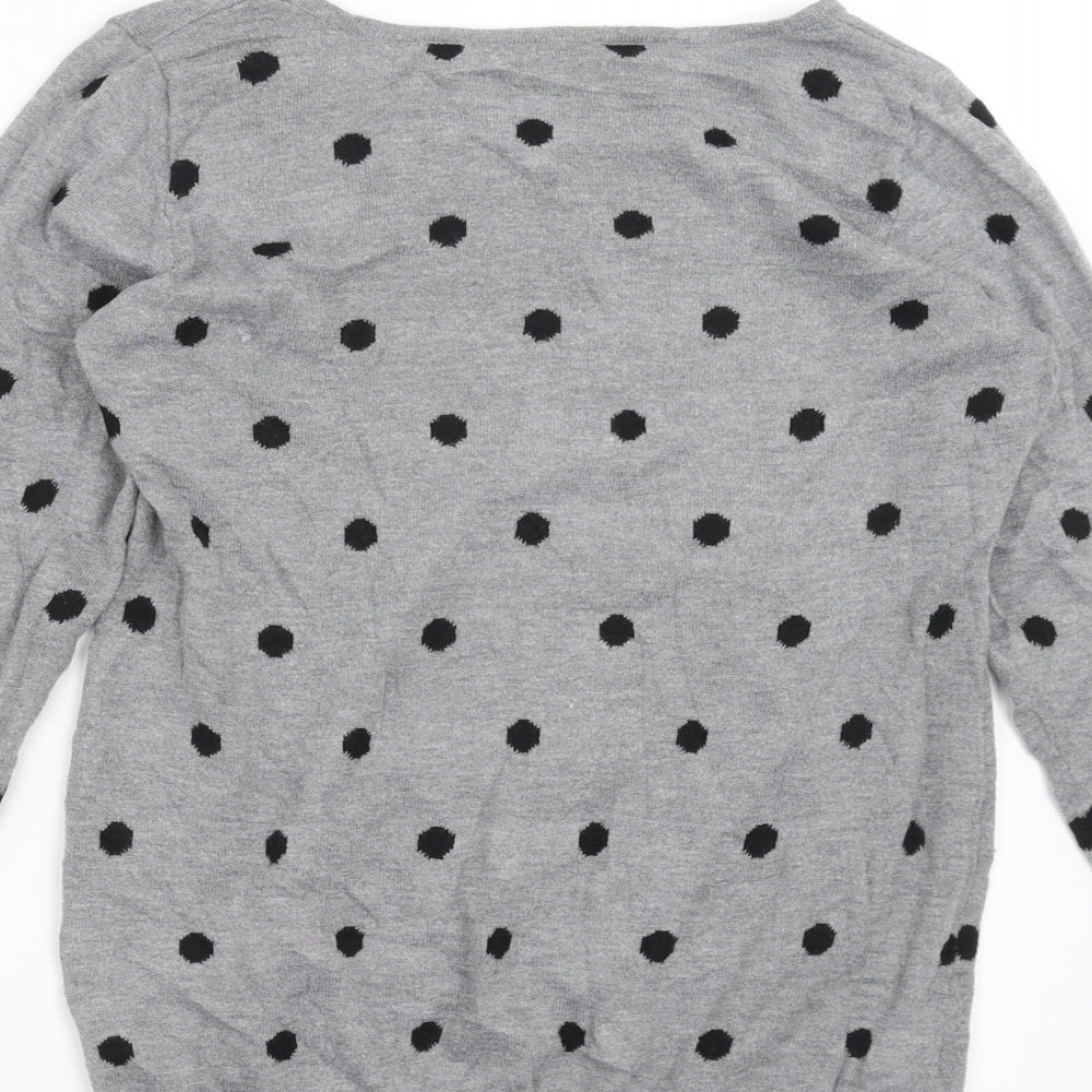 H&M Womens Grey Polka Dot Knit Pullover Jumper Size M