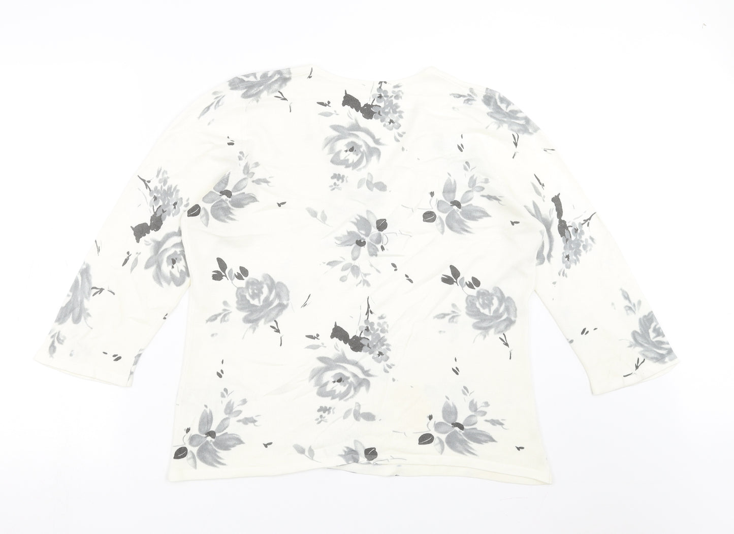 BHS Womens Ivory Floral Knit Pullover Jumper Size 16