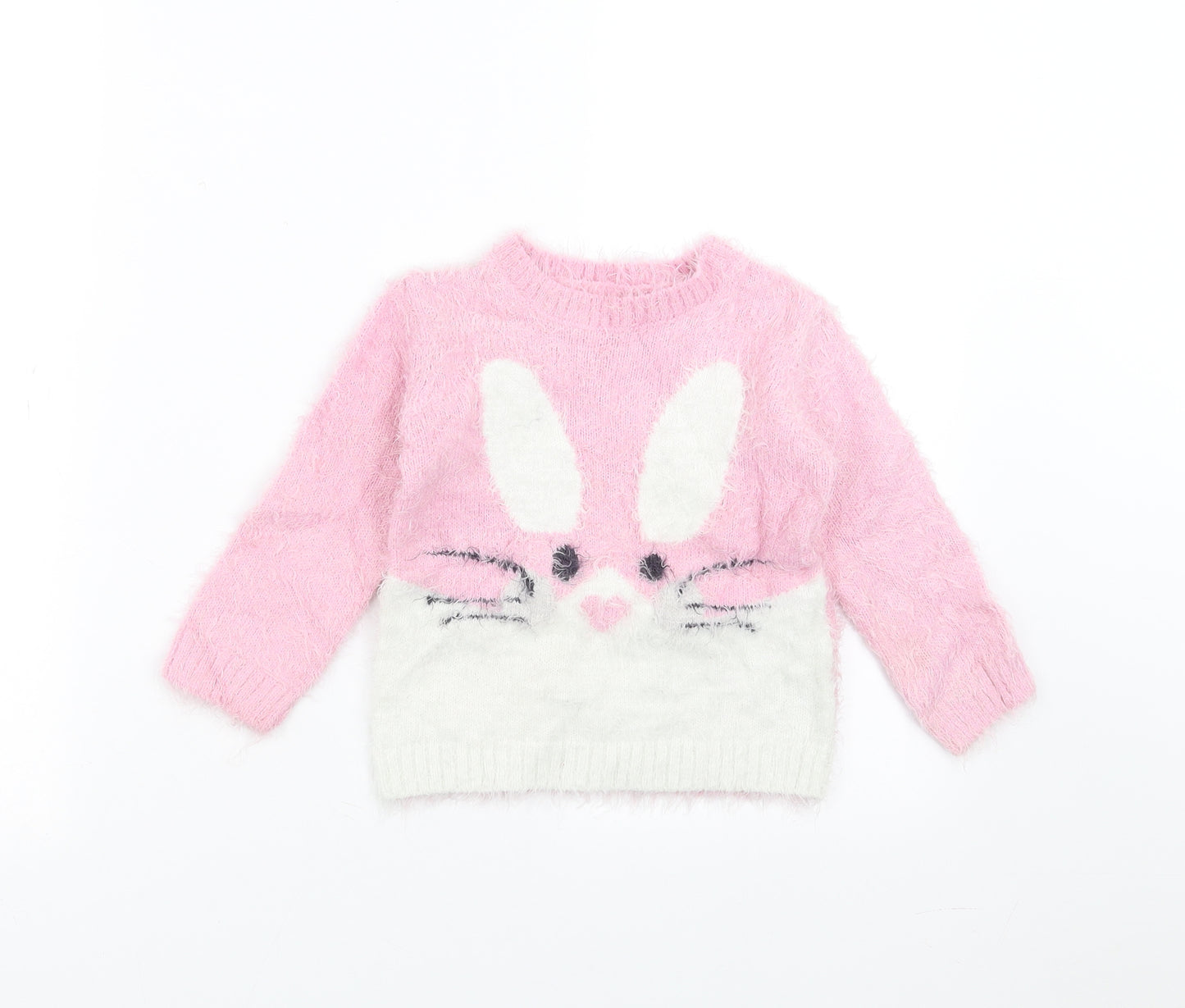 Matalan Girls Pink   Pullover Jumper Size 2-3 Years  - rabbit, fluffy