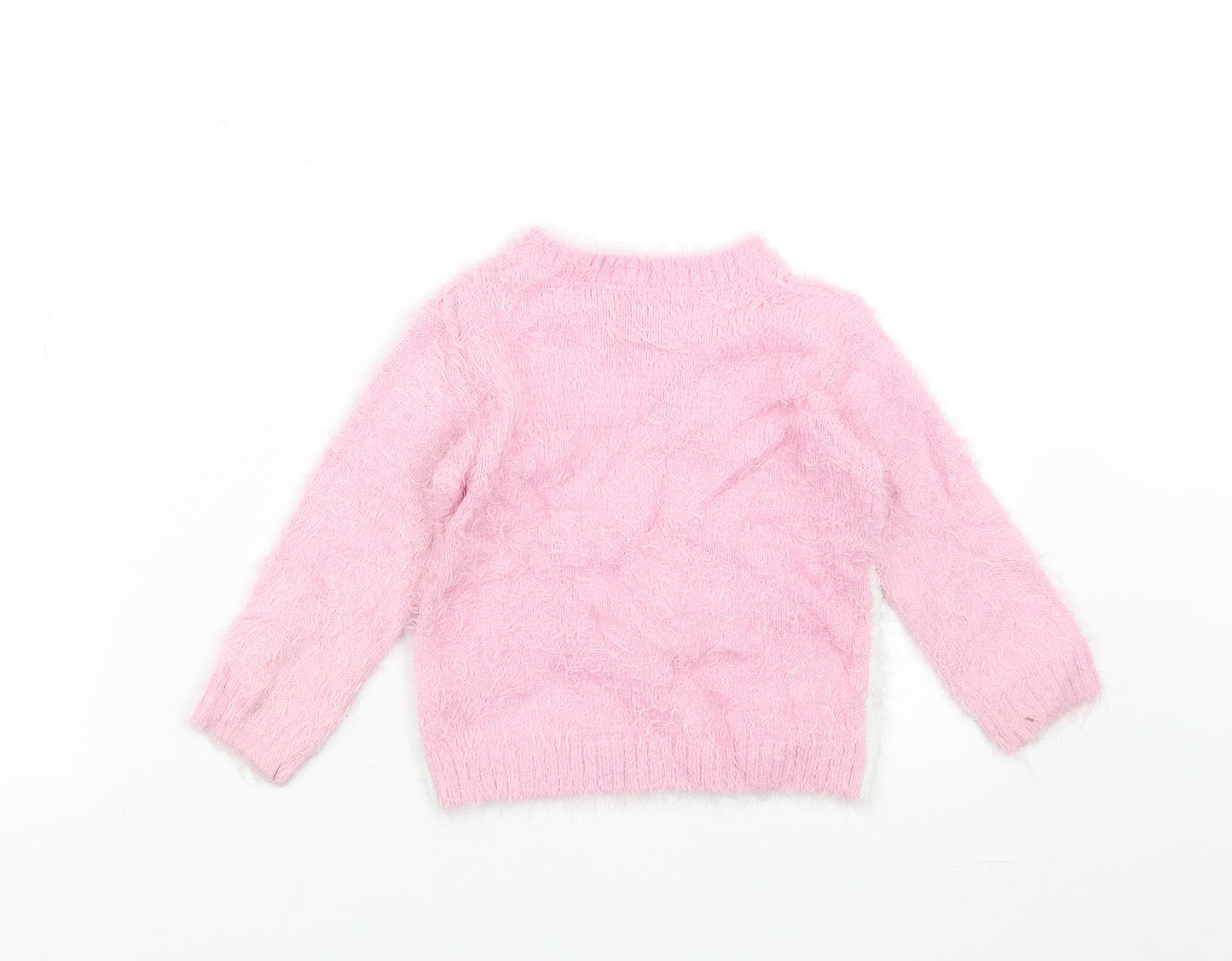Matalan Girls Pink   Pullover Jumper Size 2-3 Years  - rabbit, fluffy