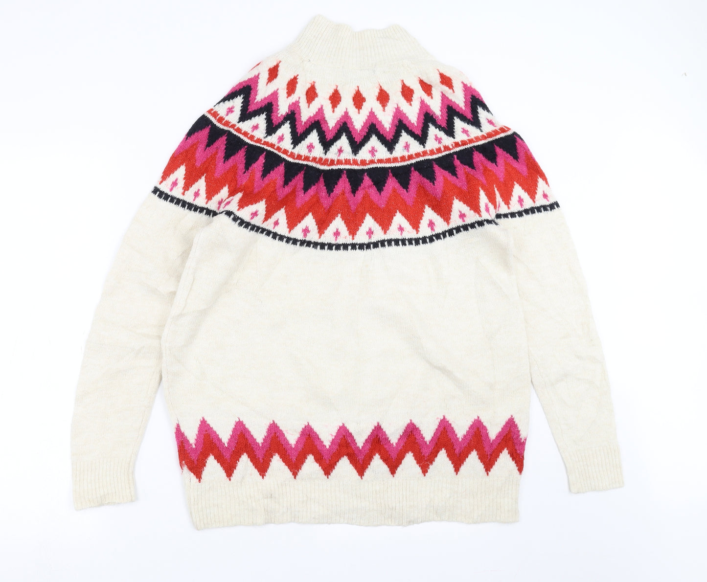 F&F Womens Beige Geometric Knit Pullover Jumper Size 12