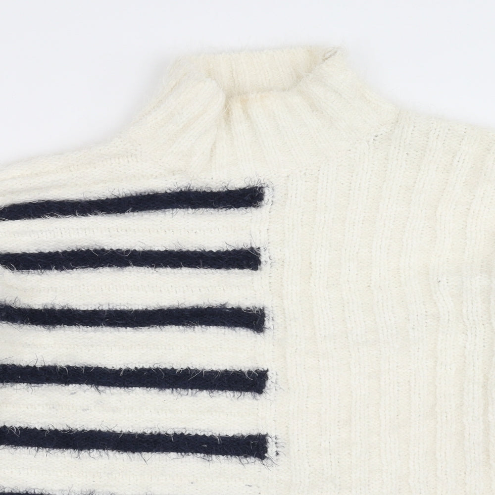 Marks and Spencer Womens Ivory Striped Knit Pullover Jumper Size L