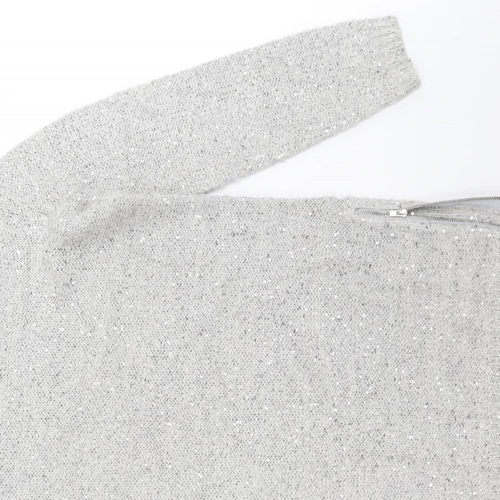 Primark Womens Grey  Knit Pullover Jumper Size 14  - sequins