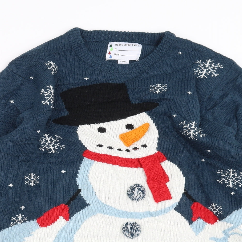 Primark Mens Blue  Knit Pullover Jumper Size S  - chrismas jumper
