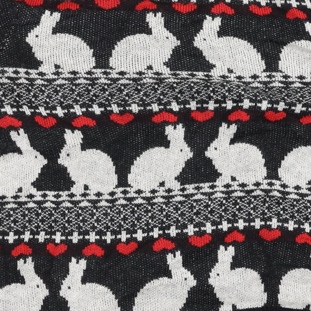 Marks and Spencer Womens Black Geometric Knit Pullover Jumper Size 16  - Rabbit