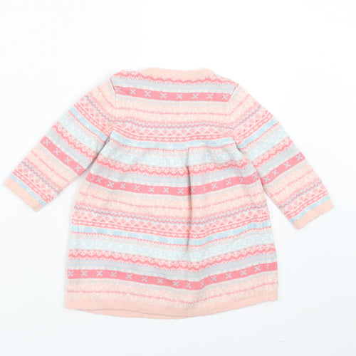 George Girls Pink Geometric Knit Jumper Dress  Size 9-12 Months
