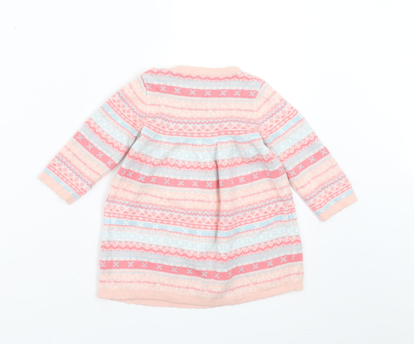 George Girls Pink Geometric Knit Jumper Dress  Size 9-12 Months