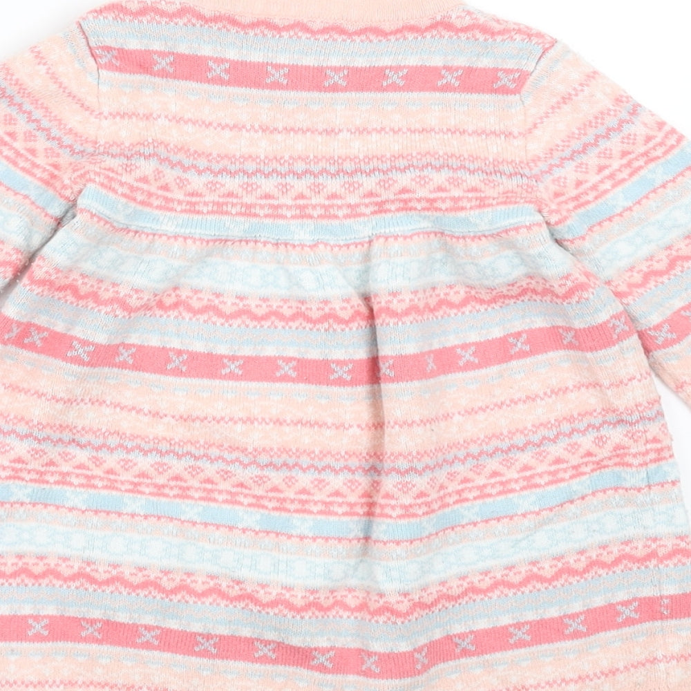 George Girls Pink Geometric Knit Jumper Dress  Size 9-12 Months