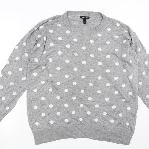 Baukjen Womens Grey Polka Dot Knit Pullover Jumper Size 14