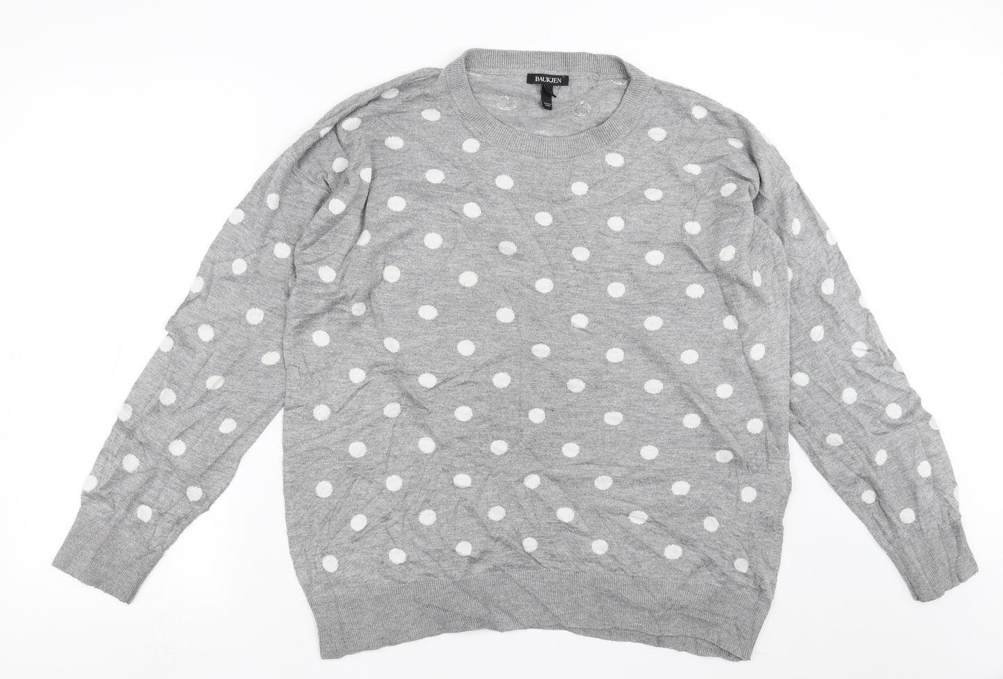 Baukjen Womens Grey Polka Dot Knit Pullover Jumper Size 14