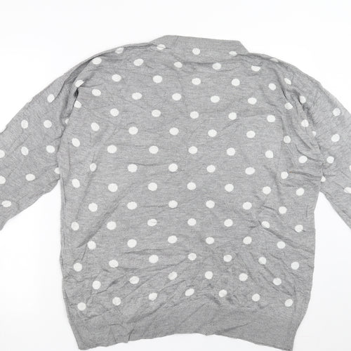 Baukjen Womens Grey Polka Dot Knit Pullover Jumper Size 14