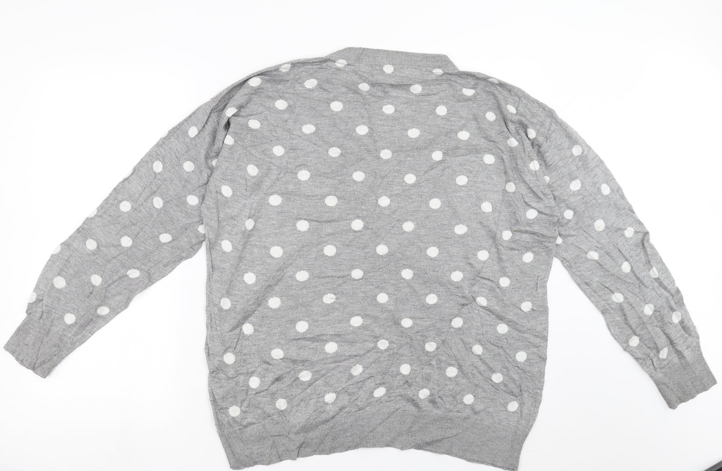 Baukjen Womens Grey Polka Dot Knit Pullover Jumper Size 14