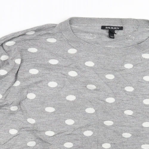Baukjen Womens Grey Polka Dot Knit Pullover Jumper Size 14
