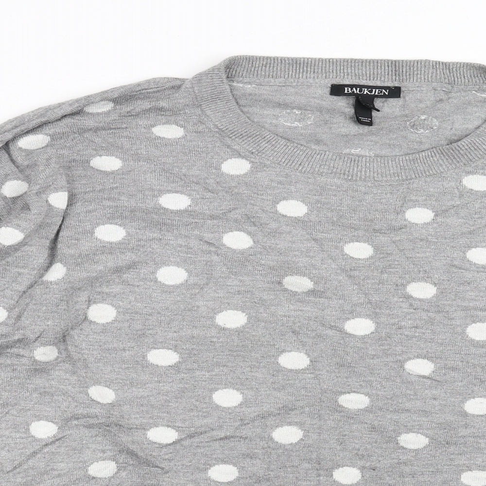 Baukjen Womens Grey Polka Dot Knit Pullover Jumper Size 14
