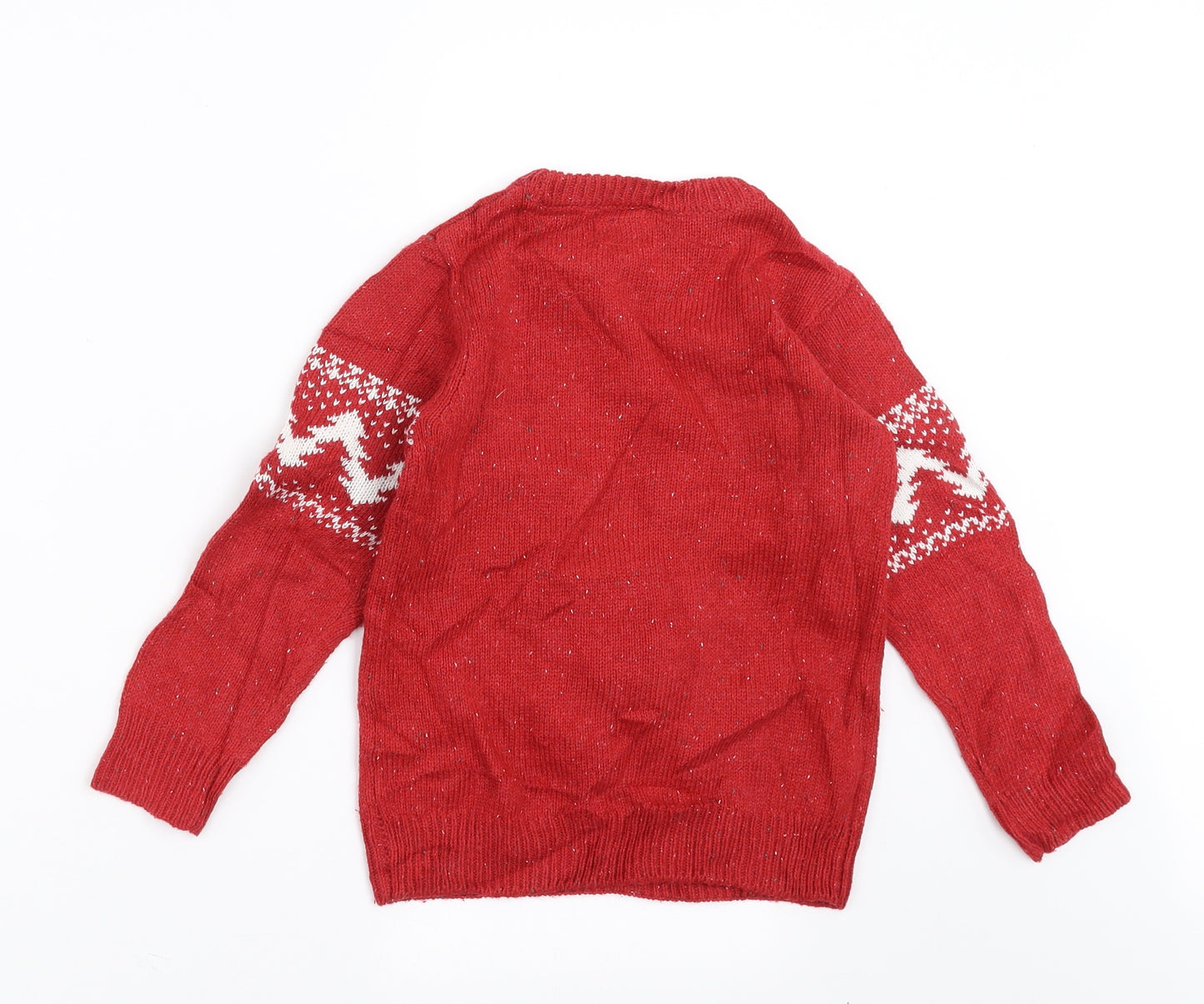NEXT Boys Red  Knit Pullover Jumper Size 5 Years  - Reindeer Christmas