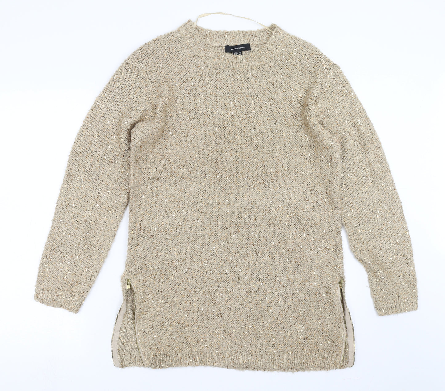 Primark Womens Gold  Knit Pullover Jumper Size 14  - sequins