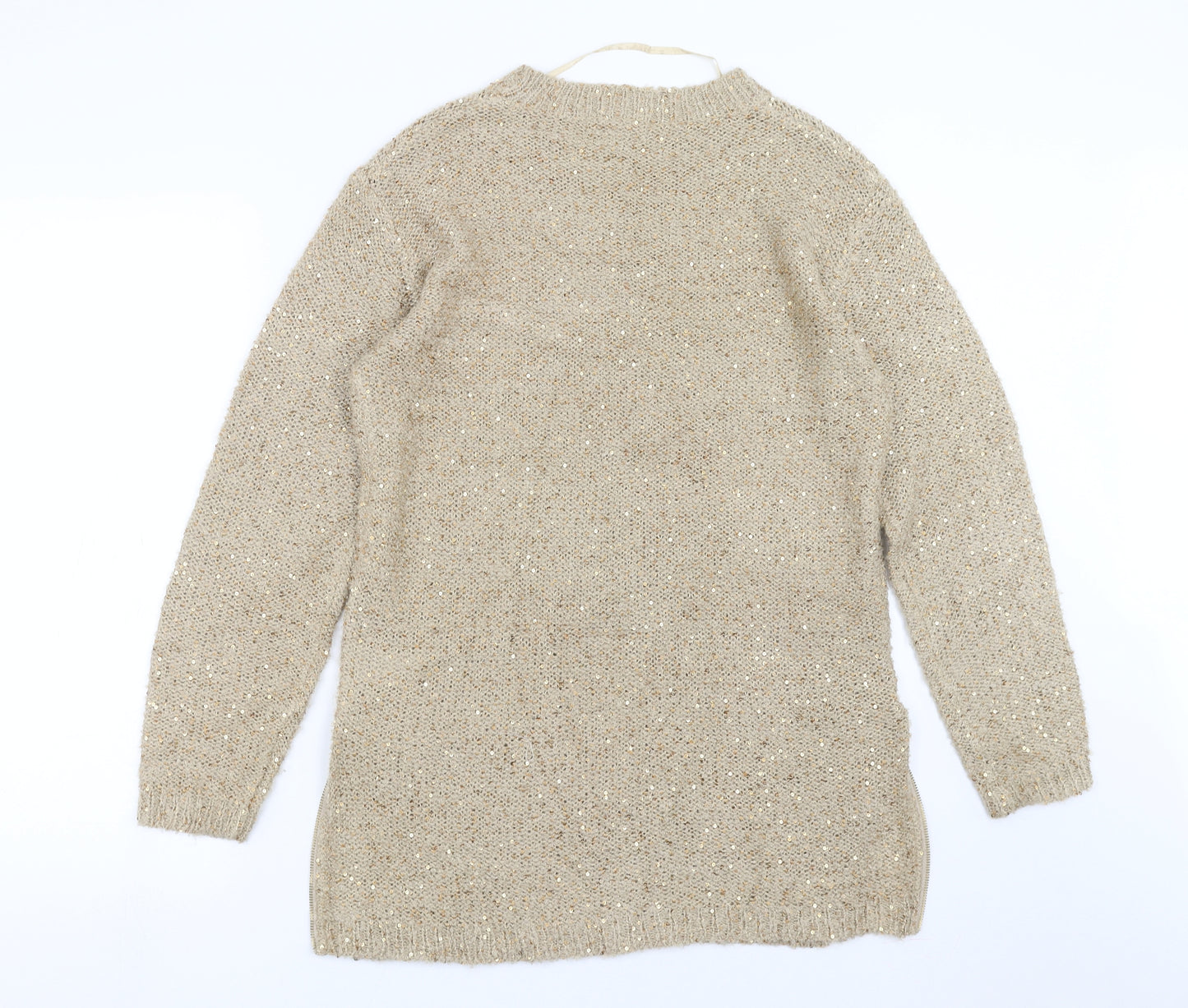 Primark Womens Gold  Knit Pullover Jumper Size 14  - sequins