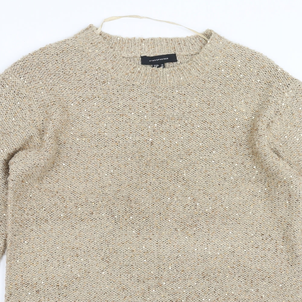 Primark Womens Gold  Knit Pullover Jumper Size 14  - sequins