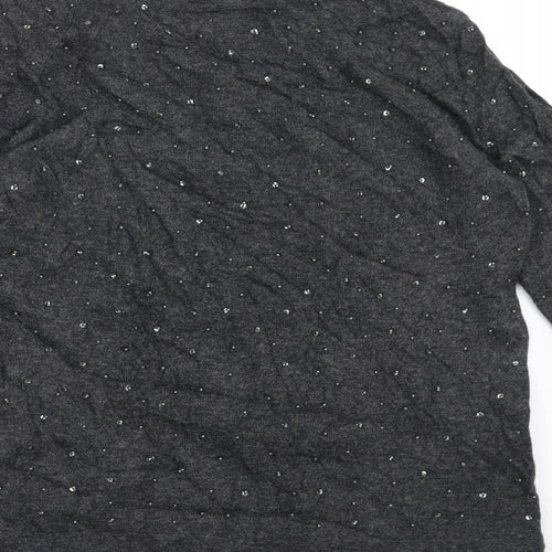 EAST Womens Grey  Knit Pullover Jumper Size S  - beaded