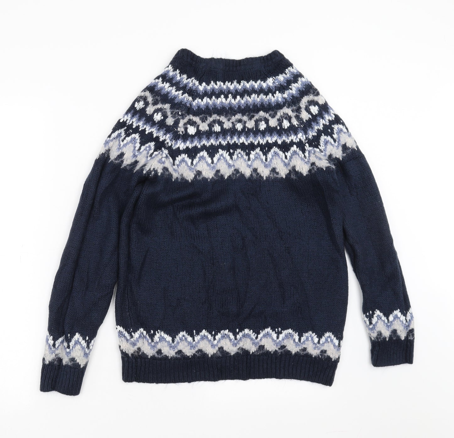 Papaya Womens Blue Fair Isle Knit Pullover Jumper Size M