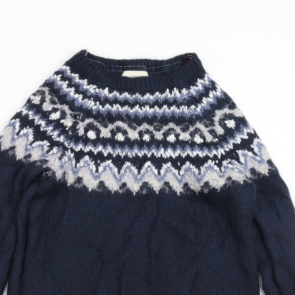 Papaya Womens Blue Fair Isle Knit Pullover Jumper Size M