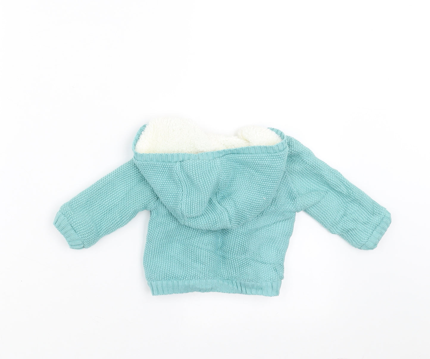 John Lewis Baby Green   Cardigan Jumper Size 3-6 Months  - hooded fleece lined