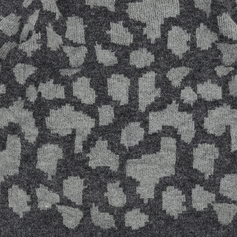 Saint Tropez Womens Grey Geometric Knit Pullover Jumper Size S