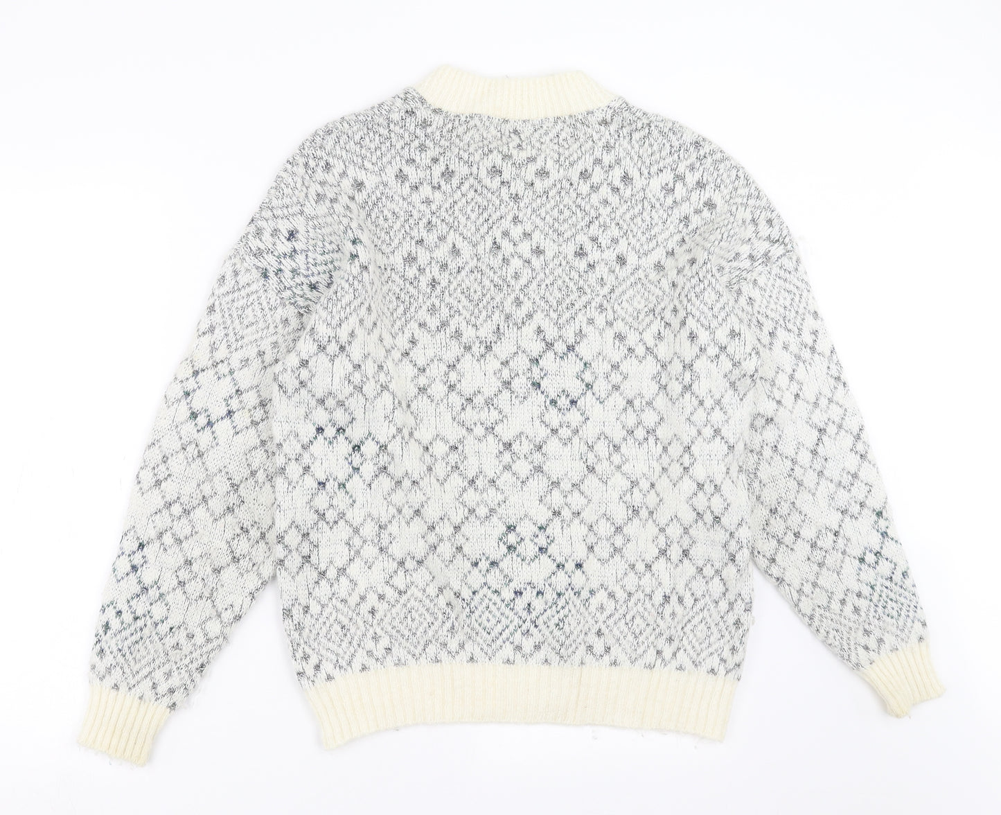 st michael Mens Grey Geometric Knit Pullover Jumper Size L