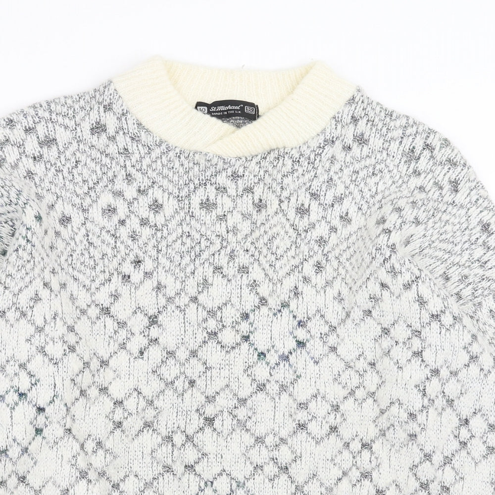 st michael Mens Grey Geometric Knit Pullover Jumper Size L