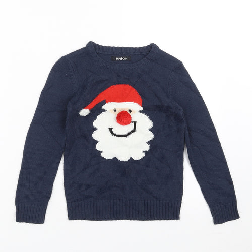 PEP&CO Boys Blue  Knit Pullover Jumper Size 5-6 Years  - Christmas jumper