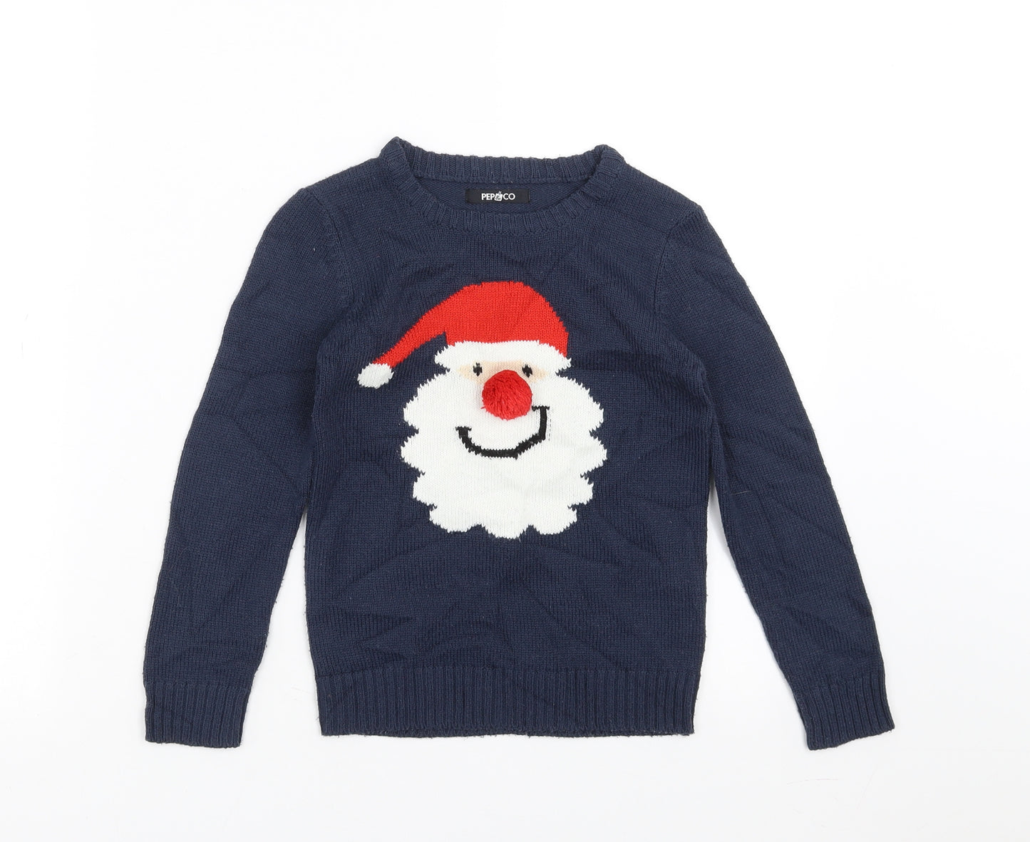 PEP&CO Boys Blue  Knit Pullover Jumper Size 5-6 Years  - Christmas jumper