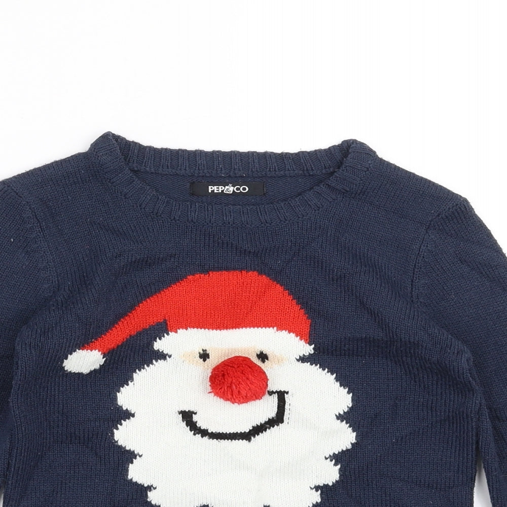 PEP&CO Boys Blue  Knit Pullover Jumper Size 5-6 Years  - Christmas jumper