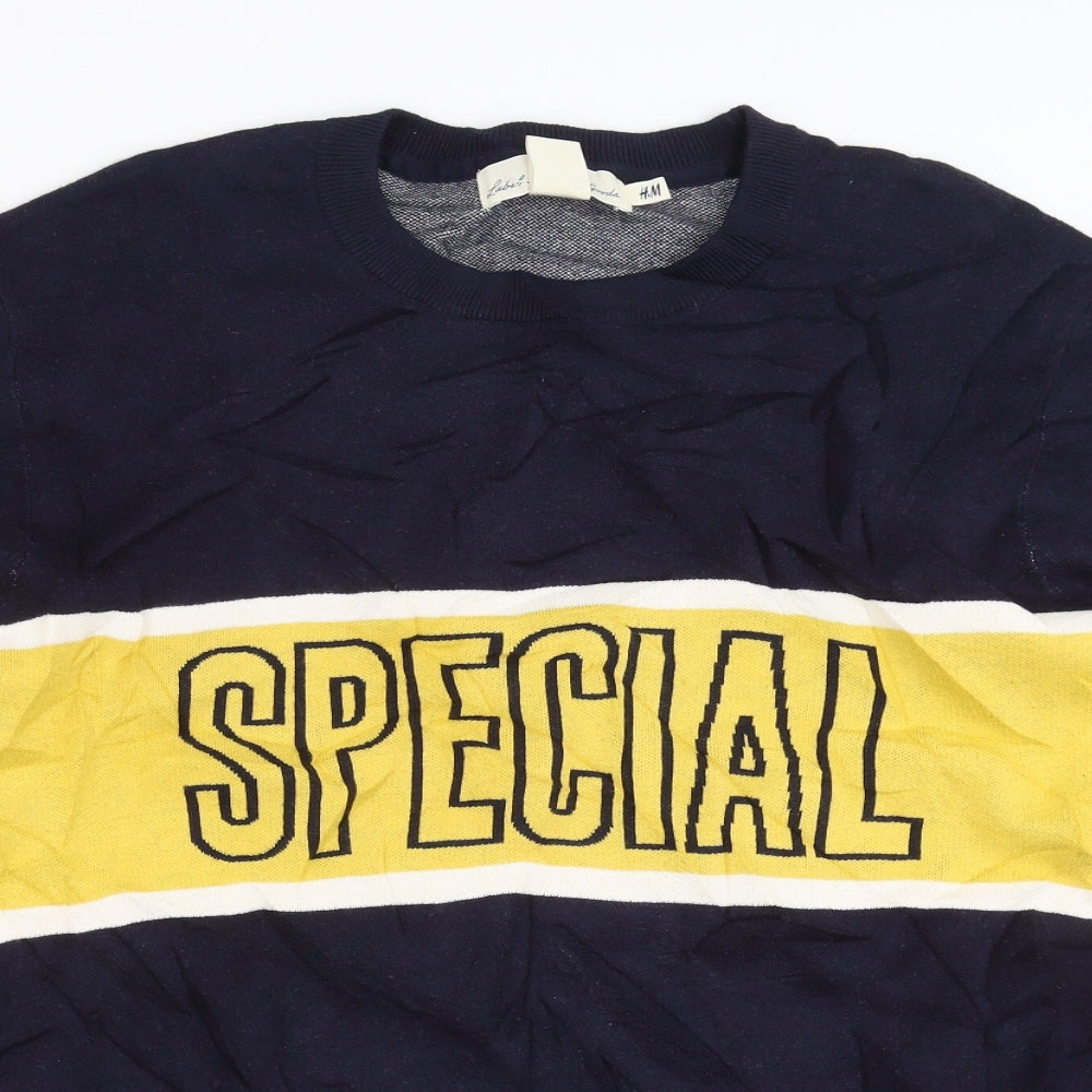 H&M Mens Blue  Knit Pullover Jumper Size XL  - special